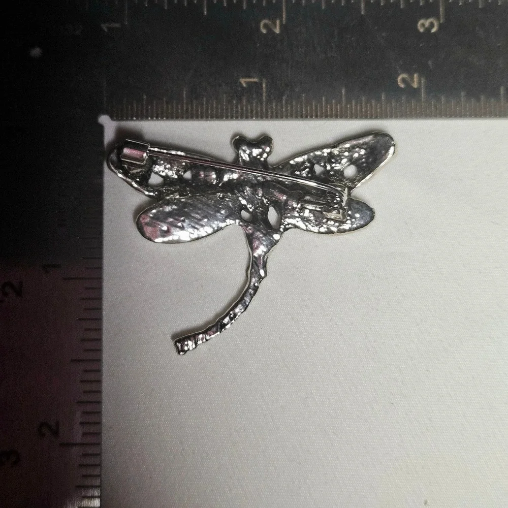 Dragonfly Brooch Womens OS Silver Abalone Marcasite Style Boho Pin